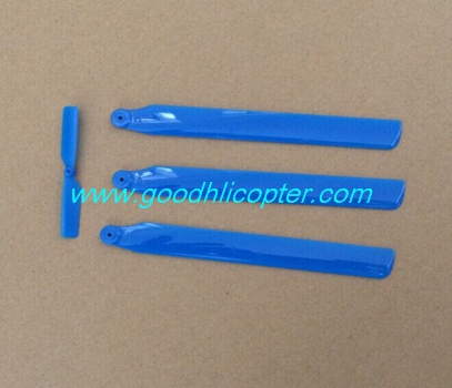 wltoys-v931-AS350-XK-K123 helicopter parts Main blades + Tail blade (blue color) - Click Image to Close